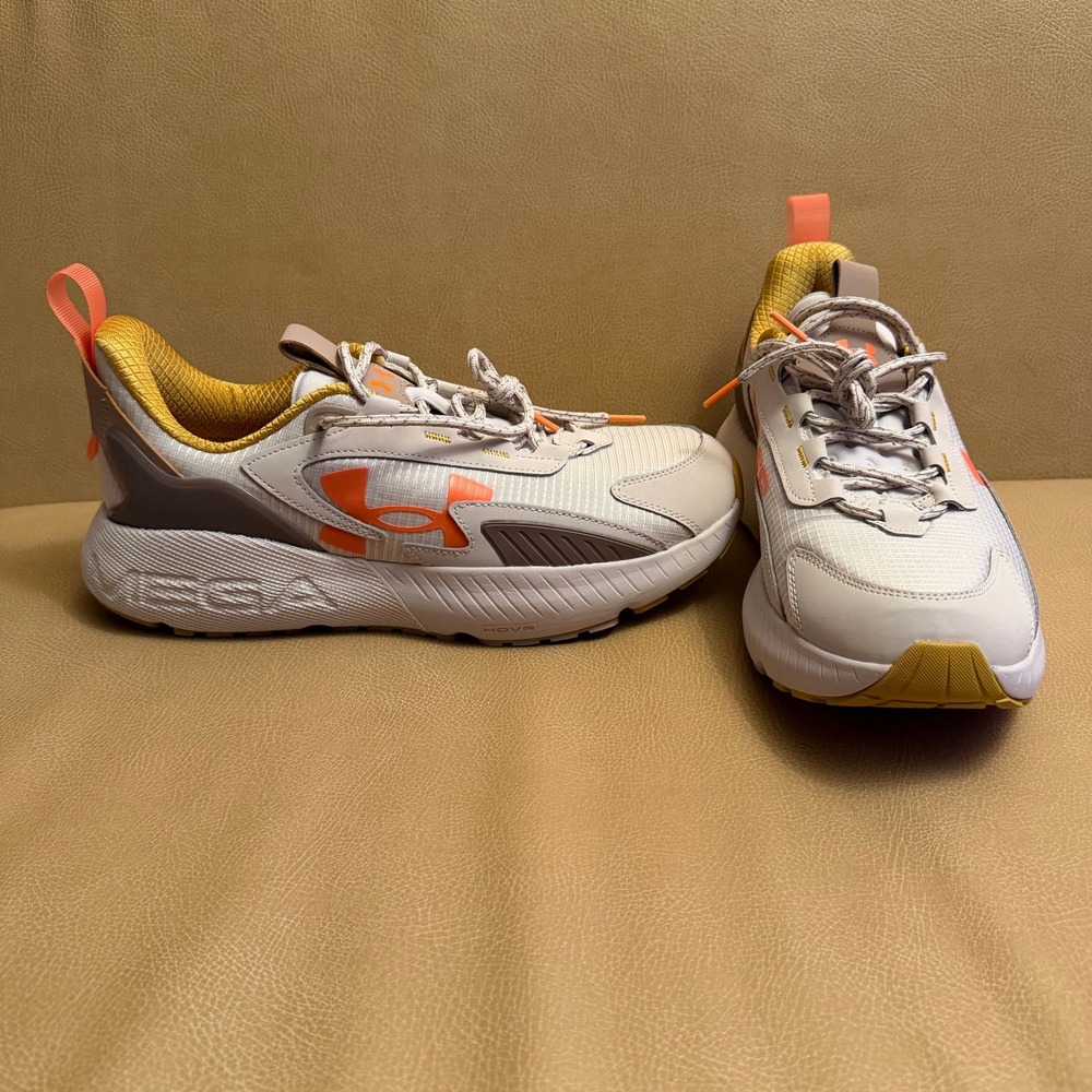 Under Armour HOVR Mega 2 Mens 11.5 Running Shoes Halo Gray Orange 3026629-102